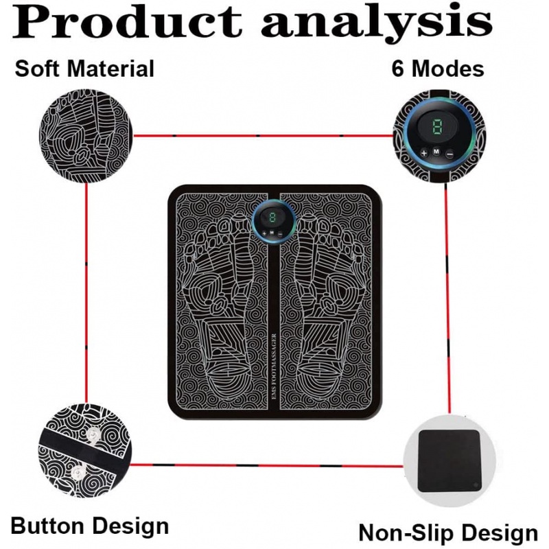 EMS Foot Massager Mat Electric USB Charging Smart Display Tens Acupuncture Feet Cushion Blood Circulation Pad Health Care Home (Without Box) - Foot Massager - Image 5
