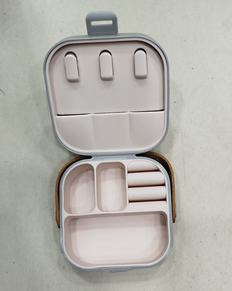 Jewelry Organizer Box | Portable Jewelry Storage Box | Sleek | Portable | Multi-Functional Travel Jewelry Organizer | Durable | Compact Ring | Necklace | Earring Storage Boxes With Mirror | For Travel | Home | Gift Option - Random Color - Image 6