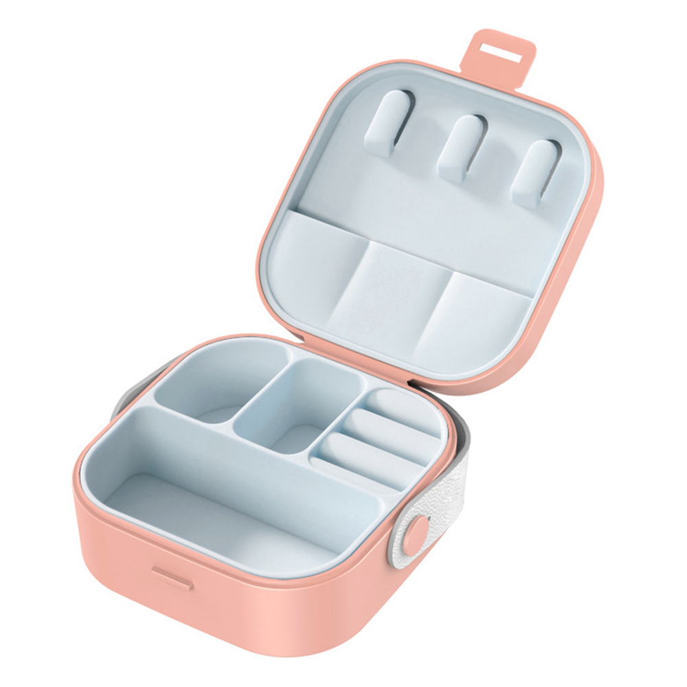 Jewelry Organizer Box | Portable Jewelry Storage Box | Sleek | Portable | Multi-Functional Travel Jewelry Organizer | Durable | Compact Ring | Necklace | Earring Storage Boxes With Mirror | For Travel | Home | Gift Option - Random Color - Image 4