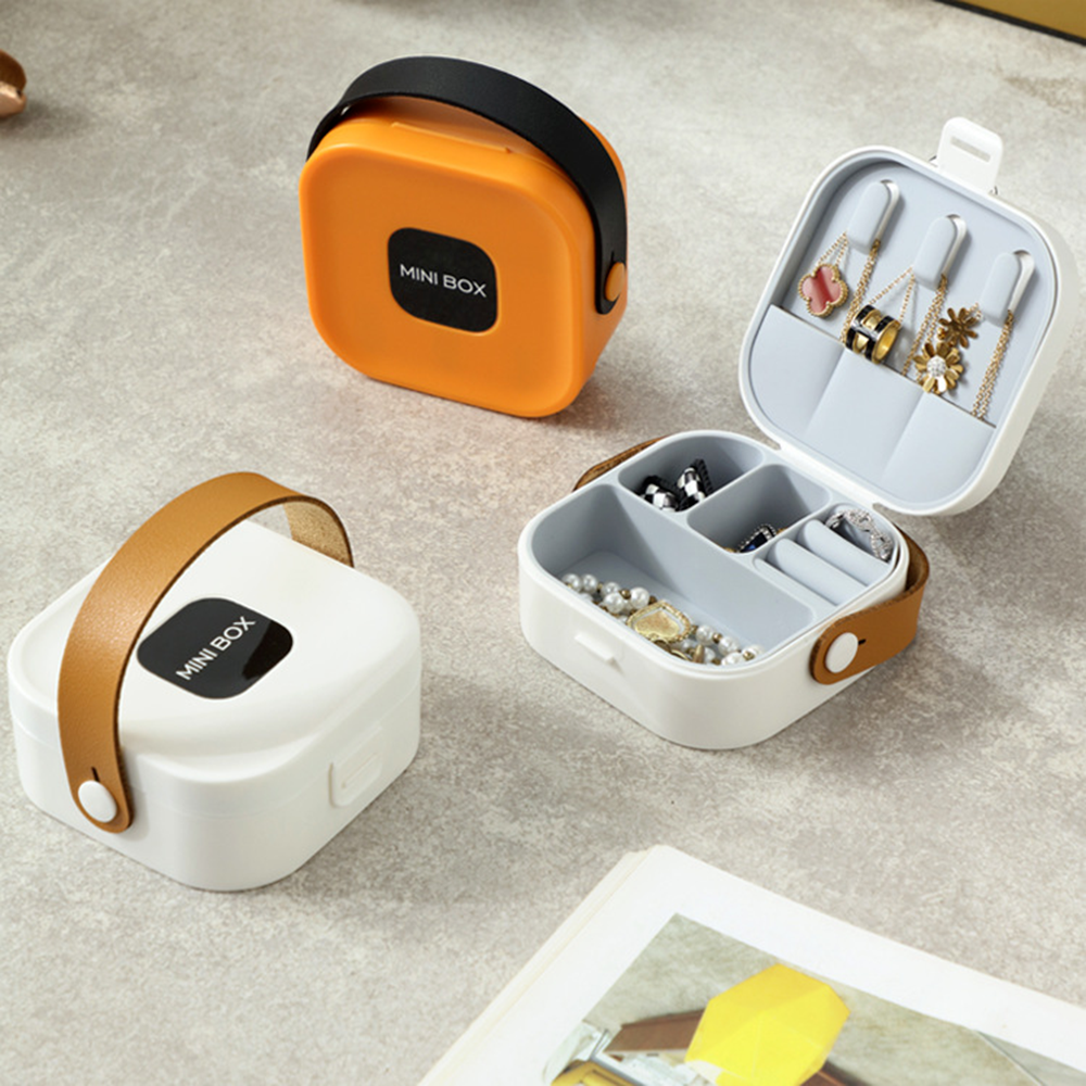 Jewelry Organizer Box | Portable Jewelry Storage Box | Sleek | Portable | Multi-Functional Travel Jewelry Organizer | Durable | Compact Ring | Necklace | Earring Storage Boxes With Mirror | For Travel | Home | Gift Option - Random Color - Image 13