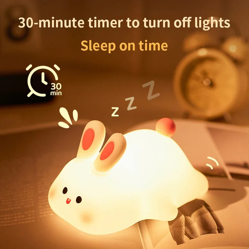 Cute Rabbit Silicone Lamp – Soft Touch Night Light for Kids & Home Decor - Image 4