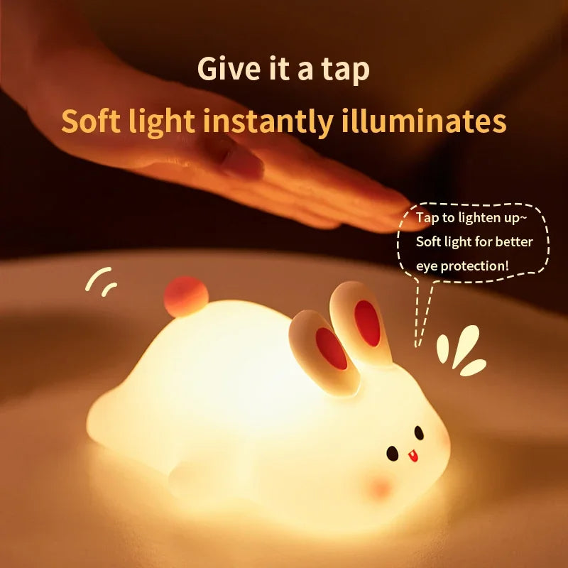 Cute Rabbit Silicone Lamp – Soft Touch Night Light for Kids & Home Decor - Image 2
