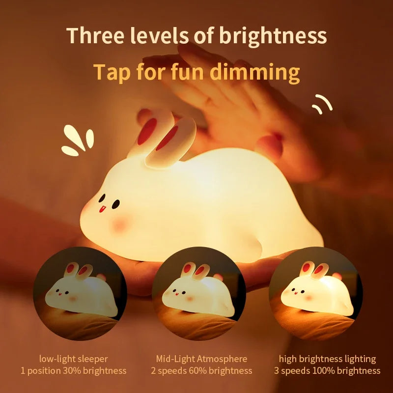 Cute Rabbit Silicone Lamp – Soft Touch Night Light for Kids & Home Decor - Image 3