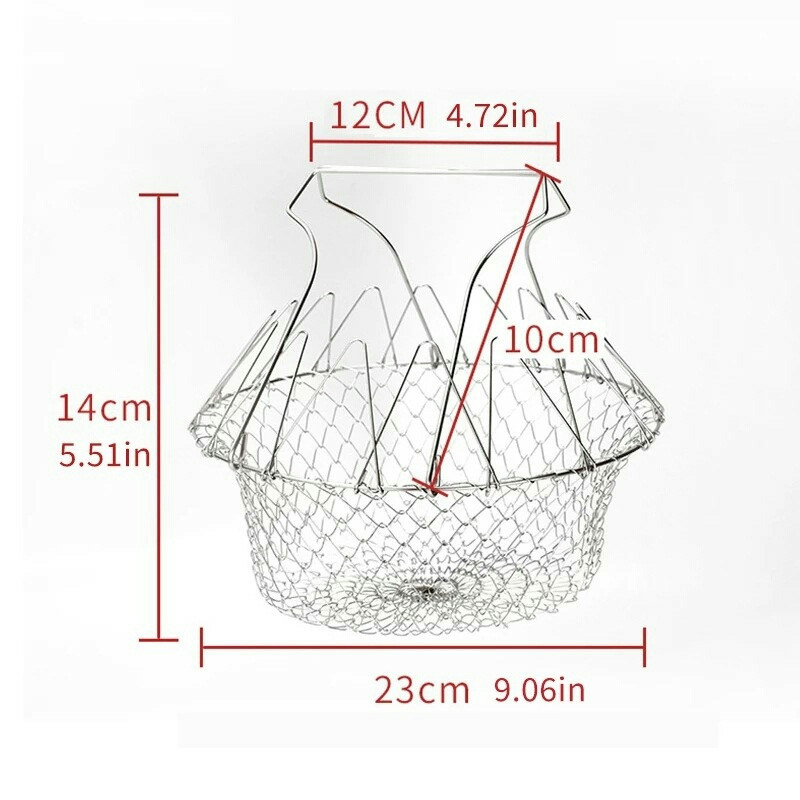 Stainless Steel Multi-Functional Foldable Chef Basket – Deluxe Kitchen Colander, Mesh Steam, Rinse, Strain & Fry Basket - Image 6