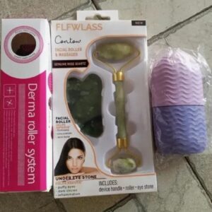 3-in-1 Facial Care Combo Pack – Marble Jade Roller, Ice Roller & Derma Roller Set