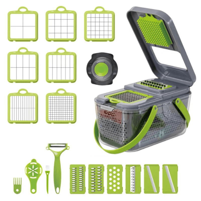 22 In 1 Vegetable Cutter With Stainless Steel Blades And Interchangeable Accessories Multipurpose Kitchen Slicer Tool - Image 4