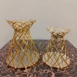Luxury Decorative Table Vase | Modern Metal Flower Vase for Home & Office Décor | Without Flowers 15x15x18cm