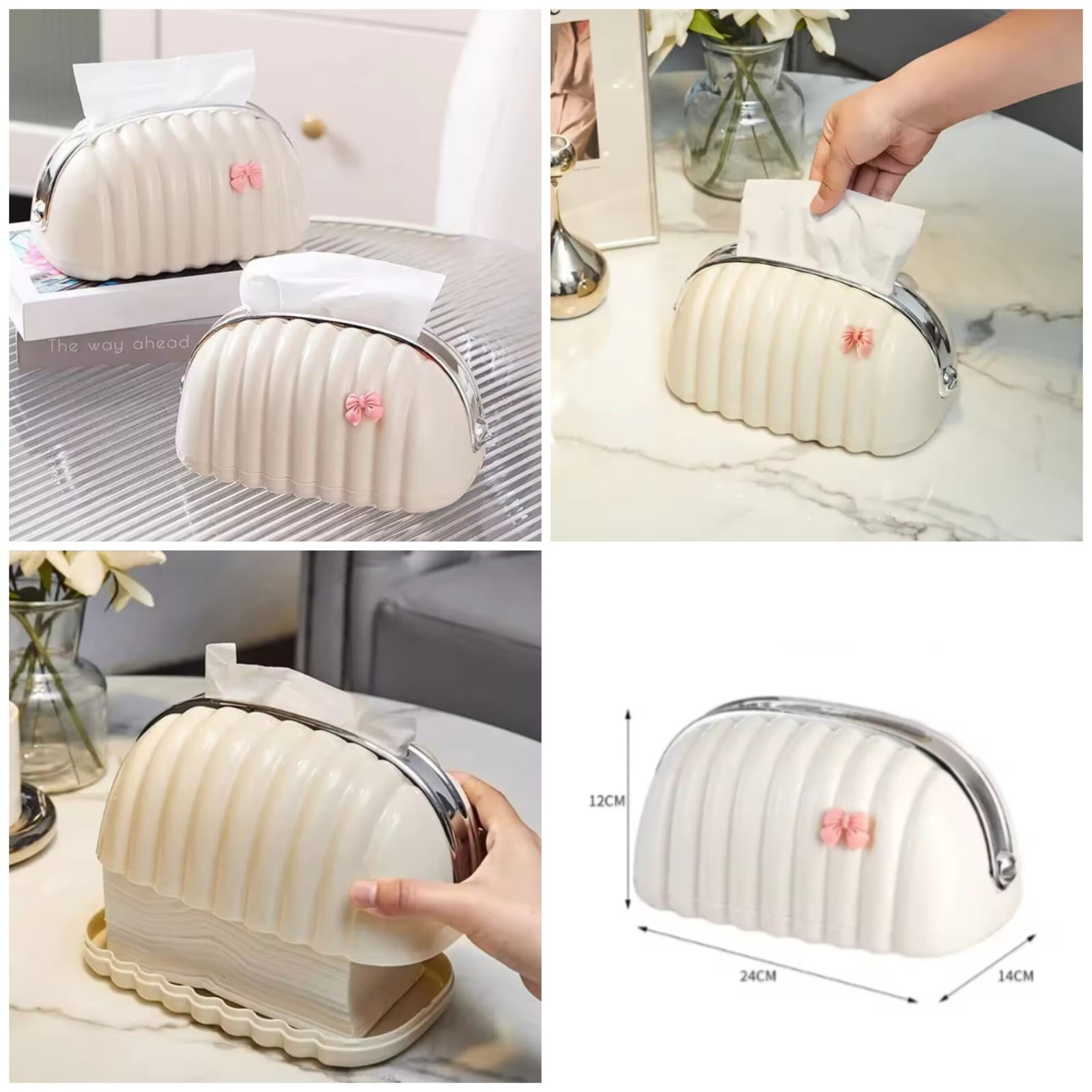 Decorative Shell Tissue Box Case Elegant And Modern Napkin Holder Stylish Daily Use Home And Office Accessory - Image 5