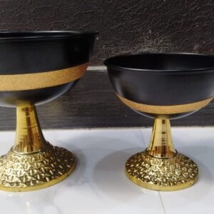 Luxury Metal Decorative Bowl Black & Gold Finish | Premium Centerpiece Bowl for Home Decor | Size 25x25x25cm
