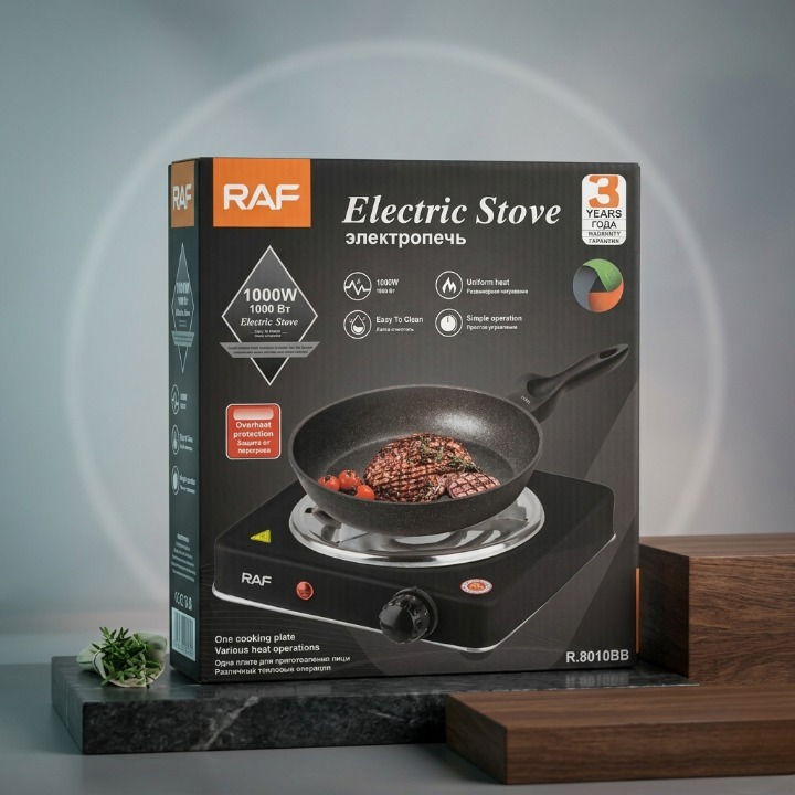 RAF 1000W Single Electric Stove – Portable Adjustable Temperature Control & Overheat Protection - Image 2
