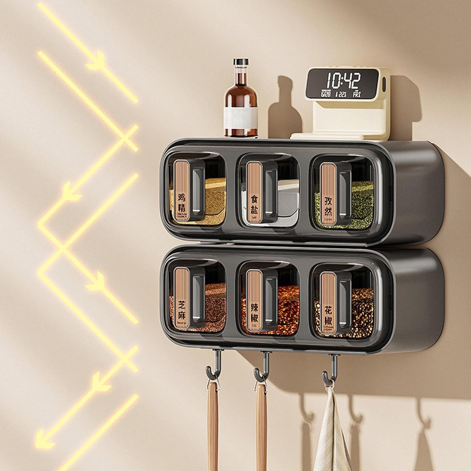 Wall Mounted Seasoning Box Condiment Containers Space Saving Storage Durable Transparent Kitchen Organizer - Image 3